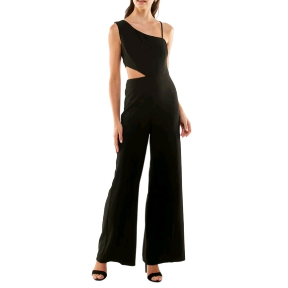 Nicole Miller Black One Shoulder Jumpsuit, Womens Sz 6. New With Tags - Picture 1 of 8